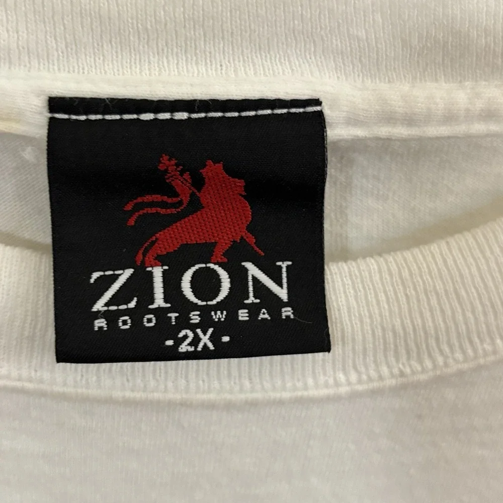 Bob Marley Shirt Mens 2XL White Crewneck 2002 Zion Rootswear Rock Reggae‎ I